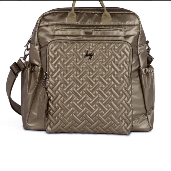 ✨ Lug Sonata ✨Convertible Huge  Metallic Walnut Bag✨ Video Link i. descr… Lug Large Quilted Convertible Tote - Sonata on QVC - YouTube main image 3